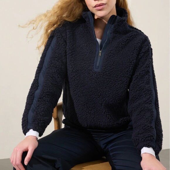 NWT Athleta | Cloud Fleece Cozy Soft Sweatshirt In Navy Blue, Womens 2X - Picture 1 of 8